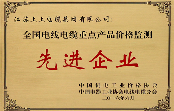 上上電纜獲評“全國電線電纜重點(diǎn)產(chǎn)品價格監(jiān)測工作先進(jìn)企業(yè)”