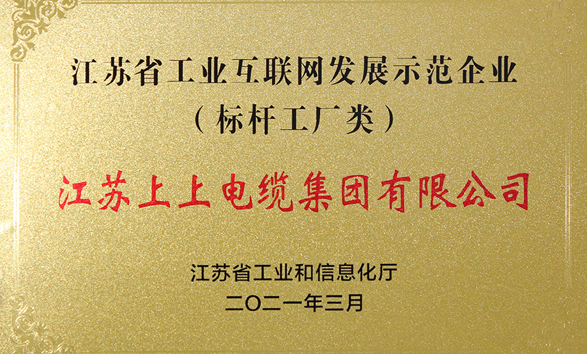 上上電纜獲評“江蘇省工業(yè)互聯(lián)網(wǎng)發(fā)展示范企業(yè)”